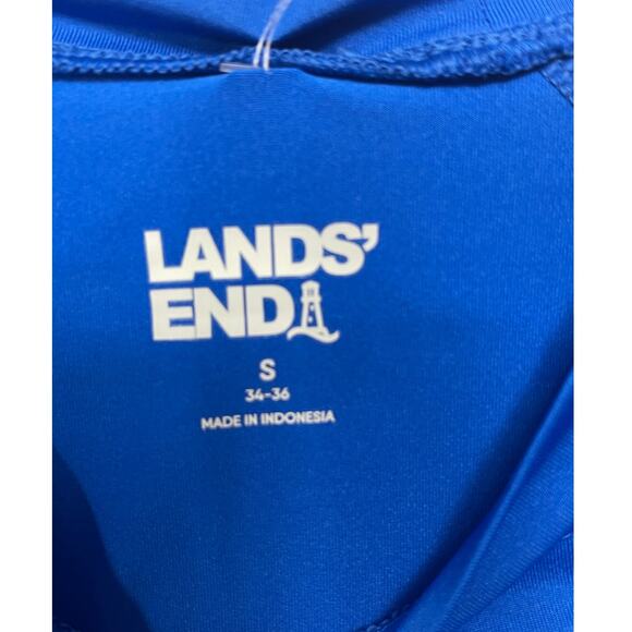 Lands End Mens Activewear Shirt Small Blue Black Colorblock Moisture Wicking New - Picture 4 of 8